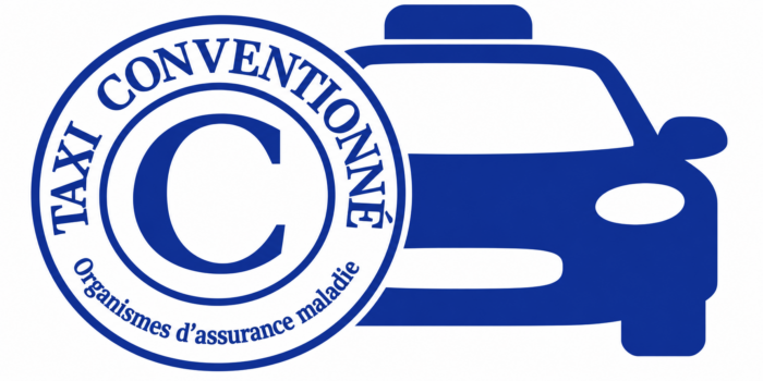 Logo taxi conventionné bleu et blanc